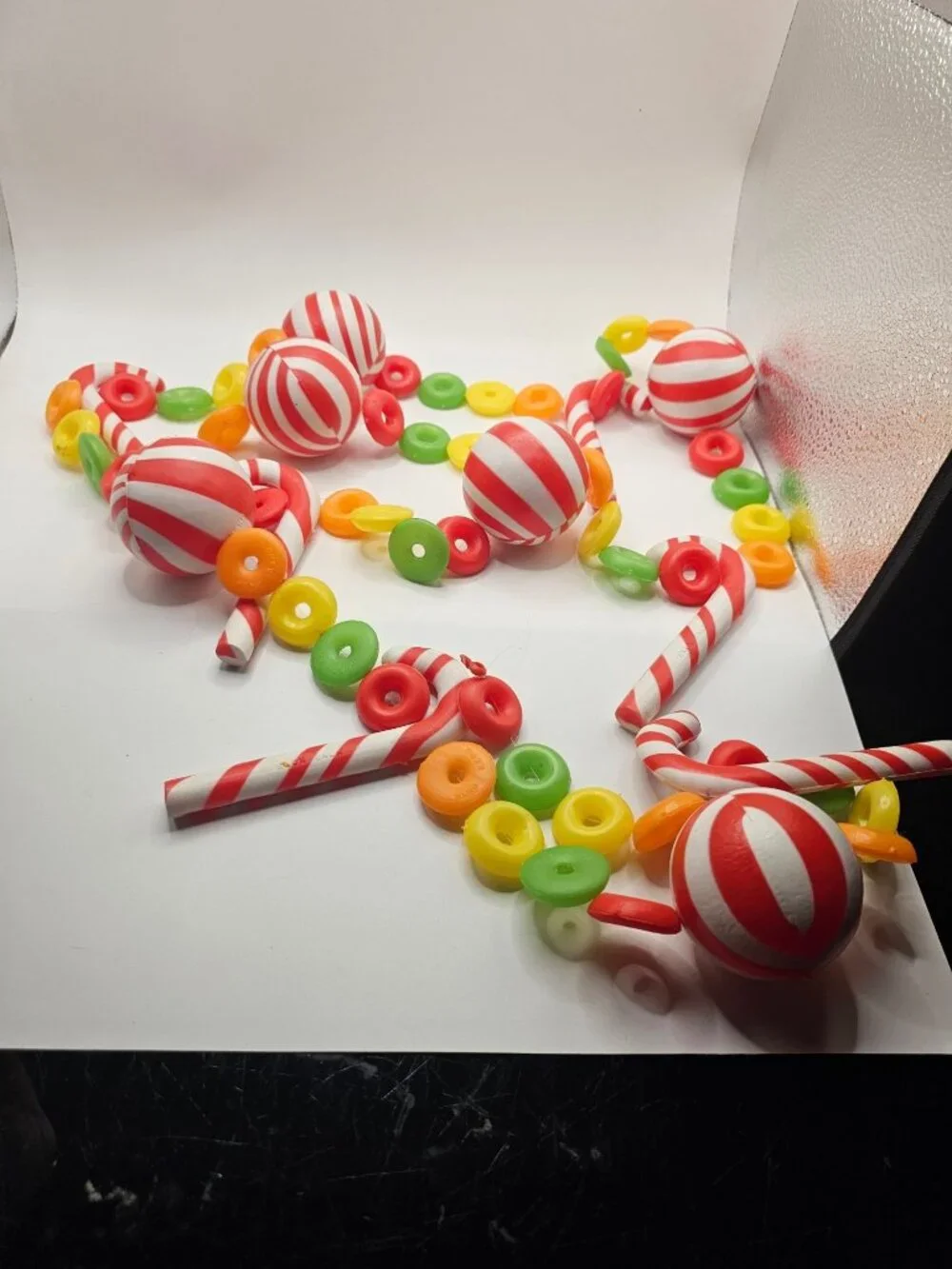 Christmas-Themed Peppermint Candy Style Garland 6 Ft Multicolor Bead Accents For